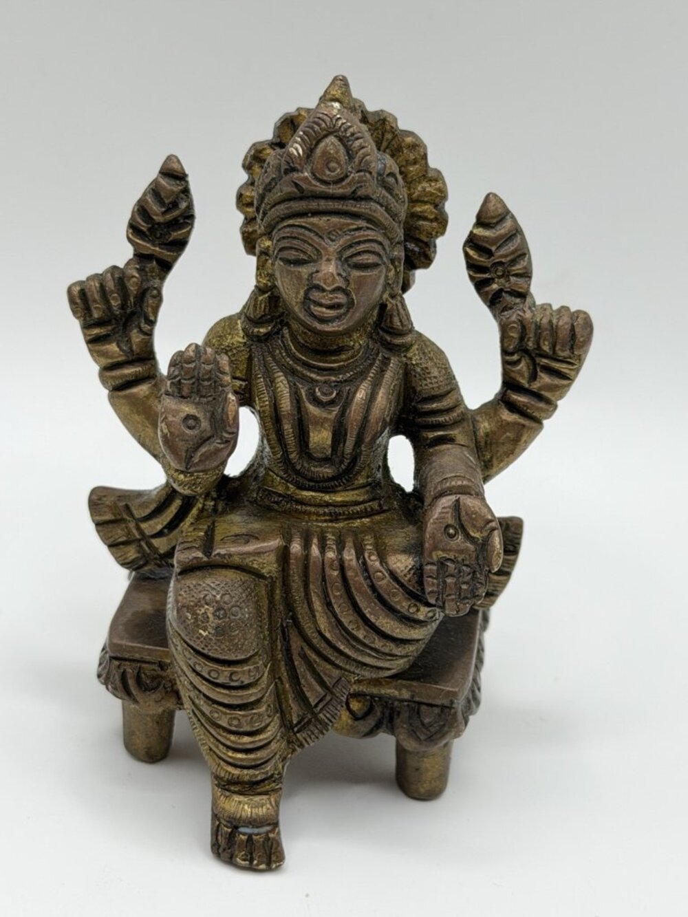 India Goddess Laxmi on Chowki Brass Figurine‎ Statue Figure